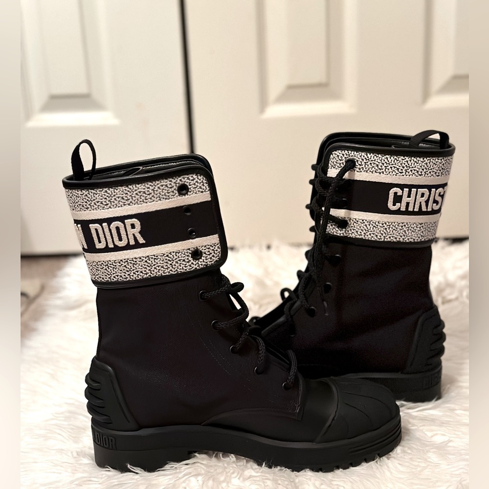 Dior Black and White Combat Boots